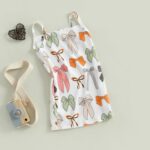 Toddler Baby Girl Summer Clothes Sleeveless Spaghetti Straps Dress Bow Print Cami Dress Slim Fit Dresses - Image 5