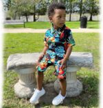 HINTINA Toddler Infant Baby Boy Shorts Set Hawaiian Outfits Short Sleeve leaf Floral Flower Shirt Summer Clothes Set Suit - Image 4
