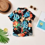 HINTINA Toddler Infant Baby Boy Shorts Set Hawaiian Outfits Short Sleeve leaf Floral Flower Shirt Summer Clothes Set Suit - Image 6