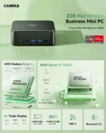 KAMRUI Mini PC, E3B 32GB RAM 512GB SSD Mini Gaming Computers AMD Ryzen 5 7430U Micro Desktop Computer (Max 4.3GHz,6C/12T, Beat 5650U), Small PC Support WiFi 6, BT5.2, Triple Display for Office Home - Image 3