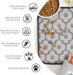 Bone Dry Embroidered Microfiber Cat Shape Pet Food & Water Placemat-Gray - Image 8