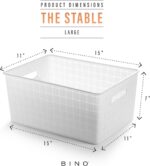 BINO | Plastic Storage Baskets Large - White | THE STABLE COLLECTION | Multi-Use Storage | Rectangular Cabinet Organizer | Baskets For Organizing with Handles | Home Office Organization and Storage - Image 3