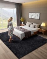VEVOR Indoor Plush Area Rug, 8x10 ft Plush Carpet, Living Room Area Rug Fluffy with Triple-Layer Material, Soft Thick Pile Large Areas Rugs Shag for Bedroom, Lounge Area, Non-Shedding, Black - Image 4