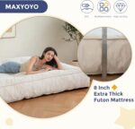 MAXYOYO 8" Futon Mattress, Full Size Extra Thick Futons Sofa Couch Bed for Adults, Velvet Floor Mattress Shredded Foam Filling (Frame Not Included) - Image 7