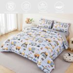 ANGIYUIN 5Pcs Yellow Construction Kids Comforter Set Full Size Rainbow Excavator Tractors Boys Bedding Set Soft Equipment Trucks Bed in A Bag with Sheets - Image 4