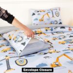 ANGIYUIN 5Pcs Yellow Construction Kids Comforter Set Full Size Rainbow Excavator Tractors Boys Bedding Set Soft Equipment Trucks Bed in A Bag with Sheets - Image 8