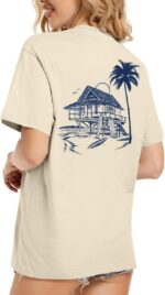 Tuislay Oversized Beach Shirts for Women Palm Trees Beach Graphic Tshirts Summer Hawaiian Vacation T Shirts Baggy Tops - Image 3