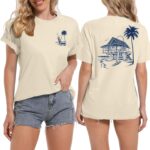 Tuislay Oversized Beach Shirts for Women Palm Trees Beach Graphic Tshirts Summer Hawaiian Vacation T Shirts Baggy Tops - Image 4