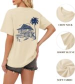 Tuislay Oversized Beach Shirts for Women Palm Trees Beach Graphic Tshirts Summer Hawaiian Vacation T Shirts Baggy Tops - Image 8