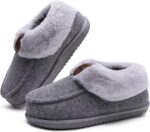 COFACE Women's Memory Foam House Slippers Arch Support Moccasin Winter Shoes Ladies Warm Fuzzy Faux Fur Collar With Indoor Outdoor Rubber Sole - Image 9