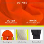 JHPAZUJA High Visibility Safety Hoodies Jacket for Men ANSI Class 2 Reflective Sweatshirt with Black kangaroo Pocket - Image 4