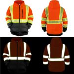 JHPAZUJA High Visibility Safety Hoodies Jacket for Men ANSI Class 2 Reflective Sweatshirt with Black kangaroo Pocket - Image 7