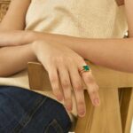 MTMY Gold Simulated Emerald Rings - 14K Gold Plated Dainty Green Stacking & Statement Rings for Women, Size 6 to 8 - Image 5