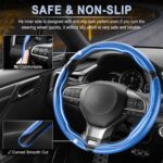 Amiss 3pcs Carbon Fiber Anti-Skid Steering Wheel Cover, Waterproof & Segmented Butterfly Design, Universal 99% Vehicle Wheel Cover Protector, Car Interior Accessories, Blue - Image 4