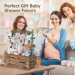 Snpwne Wooden Baby Shower Crate Closet, Baby Basket with Handle, Personalized Baby Gifts Basket, Storage Basket, Newborn Boy Girl Welcome Gift for New Mom Parents - Image 3