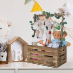 Snpwne Wooden Baby Shower Crate Closet, Baby Basket with Handle, Personalized Baby Gifts Basket, Storage Basket, Newborn Boy Girl Welcome Gift for New Mom Parents - Image 6