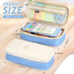 KPX Big Capacity Pencil Pen Case Bag with Zipper Office College School Storage Large Capacity Bag Pouch Holder Box Organizer Colorful (Light Blue) - Image 3