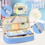 KPX Big Capacity Pencil Pen Case Bag with Zipper Office College School Storage Large Capacity Bag Pouch Holder Box Organizer Colorful (Light Blue) - Image 4
