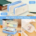 KPX Big Capacity Pencil Pen Case Bag with Zipper Office College School Storage Large Capacity Bag Pouch Holder Box Organizer Colorful (Light Blue) - Image 7