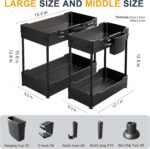 Sevenblue 2 Pack Under Sink Organizer, Under Bathroom Cabinet Organizer with Hooks Hanging Cup, Multi-Purpose Storage Shelf for Kitchen Bathroom, Black - Image 5
