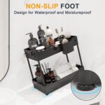 Sevenblue 2 Pack Under Sink Organizer, Under Bathroom Cabinet Organizer with Hooks Hanging Cup, Multi-Purpose Storage Shelf for Kitchen Bathroom, Black - Image 7