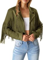 PRETTYGARDEN Women's Fringe Faux Suede Leather Jackets Fall Fashion 2026 Tassel Motorcycle Cropped Coats - Image 3