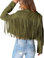 PRETTYGARDEN Women's Fringe Faux Suede Leather Jackets Fall Fashion 2026 Tassel Motorcycle Cropped Coats - Image 4