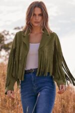 PRETTYGARDEN Women's Fringe Faux Suede Leather Jackets Fall Fashion 2026 Tassel Motorcycle Cropped Coats - Image 6