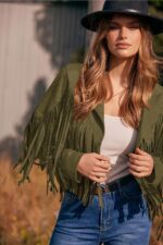 PRETTYGARDEN Women's Fringe Faux Suede Leather Jackets Fall Fashion 2026 Tassel Motorcycle Cropped Coats - Image 9