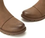 Athlefit Women's Chelsea Boots Low Heel Slip On Lug Sole Elastic Short Ankle Booties - Image 4