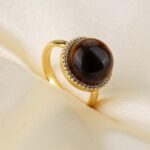 TaYolnFaSo Natural Tiger Eye/Rose Quartz Ring 18K Gold Plated Round Halo Rings Tiger's Eye/Rose Quartz Jewelry Valentine's Day Gift for Women Size 6-8.5 - Image 7