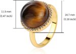 TaYolnFaSo Natural Tiger Eye/Rose Quartz Ring 18K Gold Plated Round Halo Rings Tiger's Eye/Rose Quartz Jewelry Valentine's Day Gift for Women Size 6-8.5 - Image 8