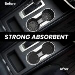 GACCAP Car Coasters for Cup Holders, 2 Pack Absorbent Ceramics Anti Slip Universal 2.56 Inch Car Cup Coaster for Women Men, Car Interior Accessories - Black Leopard Cheetah Print - Image 6