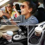 GACCAP Car Coasters for Cup Holders, 2 Pack Absorbent Ceramics Anti Slip Universal 2.56 Inch Car Cup Coaster for Women Men, Car Interior Accessories - Black Leopard Cheetah Print - Image 8