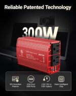 BESTEK Power Inverter DC 12V to AC 110V - 300W Car Plug Adapter Outlet with 4.8A Dual USB Fast Charging Port - Car Charger Cigarette Lighter Adapter for Phone, Laptop on Road Trip - Aluminum Housing - Image 3