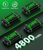 Charger with 4x4800mWh Rechargeable Battery Pack for Xbox One/Xbox Series X|S Controllers, X-Series X Controller Battery Charging Station for X1/ S/X/Elite(4 Packs) - Image 5