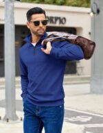 COOFANDY Mens Quarter Zip Pullover Sweatshirts Lightweight Long Sleeve Mock Neck Sweater Polo - Image 3
