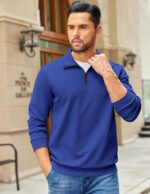 COOFANDY Mens Quarter Zip Pullover Sweatshirts Lightweight Long Sleeve Mock Neck Sweater Polo - Image 8