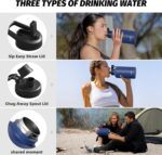 64oz Insulated Water Bottle (Cold for 48 Hrs),BPA Free&Leak Proof,Half Gallon Stainless Steel Water Flask,Water Jug with Straw Spout Lids for Gym,Hiking,Camping,Deep Blue - Image 4