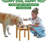 Dog Bowl Stand for Large Breed - 14-inch High, Adjustable Sideways to Fit Various Sizes of Pet Food/Water Bowls, Slow Feeders, and Drink Fountains - Bamboo - Image 8