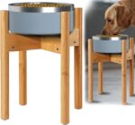 Dog Bowl Stand for Large Breed - 14-inch High, Adjustable Sideways to Fit Various Sizes of Pet Food/Water Bowls, Slow Feeders, and Drink Fountains - Bamboo - Image 9