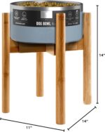 Dog Bowl Stand for Large Breed - 14-inch High, Adjustable Sideways to Fit Various Sizes of Pet Food/Water Bowls, Slow Feeders, and Drink Fountains - Bamboo - Image 11
