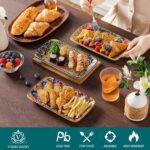 vancasso Simi 9.5 Inch Rectangular Dinner Plates Set of 6 - Bohemian Floral Design in 6 Vibrant Colors, Microwave & Dishwasher Safe Porcelain Plates for Salad, Appetizers, Entertaining - Image 4