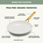 GreenPan Nonstick Reserve Pro 10 Piece Cookware Set, NSF Certified Ceramic, Hard Anodized PFAS-Free Pots & Pans Set with Lids, Stainless Steel Handles, Oven & Dishwasher Safe, Moss Green - Image 8