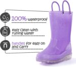 K KomForme Girls Rain Boots,Kids Glitter Waterproof Boots with Easy-on Handles - Image 4