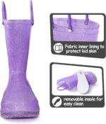 K KomForme Girls Rain Boots,Kids Glitter Waterproof Boots with Easy-on Handles - Image 5