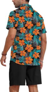 YTD Men's 2 Piece Outfits Tropical Print Short Sleeve Button Down Hawaiian Shirt and Beach Shorts Set - Image 6