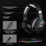 EKSA E1000 USB Gaming Headset for PC, Computer Headphones with Microphone/Mic Noise Cancelling, 7.1 Surround Sound, RGB Light - Wired Headphones for PS4, PS5 Console, Laptop, Call Center - Image 10
