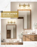 Audickic Bathroom Light Fixtures, 3-Light Brushed Gold Vanity Lights with Globe Clear Glass, Champagne Bronze Vanity Lighting Fixtures Over Mirror, AD-22280-3W-GD - Image 6