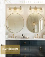 Audickic Bathroom Light Fixtures, 3-Light Brushed Gold Vanity Lights with Globe Clear Glass, Champagne Bronze Vanity Lighting Fixtures Over Mirror, AD-22280-3W-GD - Image 7